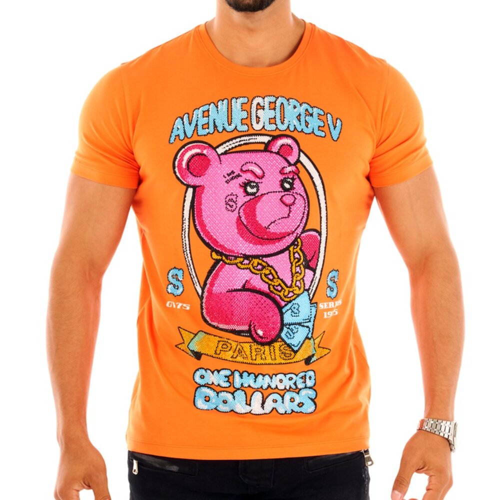 Avenue George V Paris Luxury T-Shirt Men's Short Sleeve Orange shirt 2XL NWT